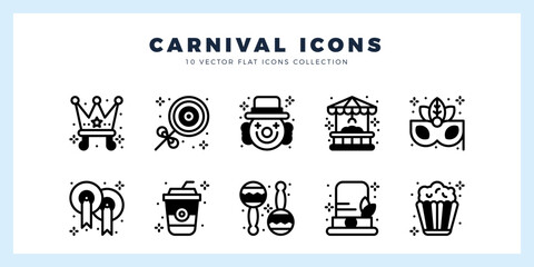 10 Carnival Lineal Fill icon pack. vector illustration.