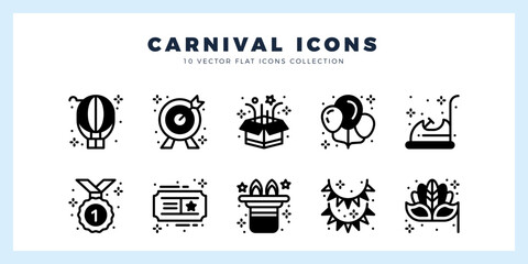 10 Carnival Lineal Fill icon pack. vector illustration.