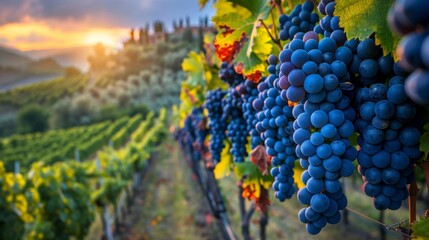 Ripe Wine Grapes in Tuscany Vines Italy