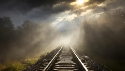 Foto op Canvas Voie de chemin de fer sous un ciel d'orage © JBN