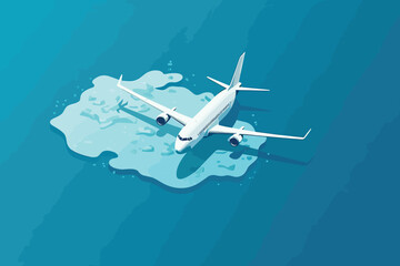 Naklejka na ściany i meble Flat lay design of travel concept with plane on blue vector illustration. Generative AI