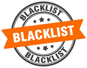 blacklist stamp. blacklist label on transparent background. round sign