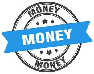 money stamp. money label on transparent background. round sign