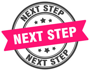 next step stamp. next step label on transparent background. round sign