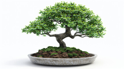 Bonsai tree in pot Isolated on white background