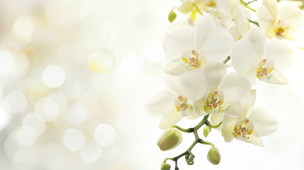 Bouquet of white orchid with bud on white background