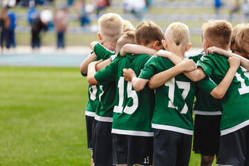 Happy Boys in a Sports Team. Building Team Spirit in Junior Youth Group of Teenage Boys. Kids...