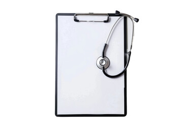 Blank Clipboard and Modern Stethoscope Isolated On Transparent Background