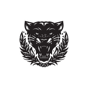 Panther logo | black and white panther illustration