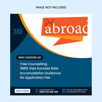 Study Abroad Social Media Posts Banner And Instagram Post Template Design