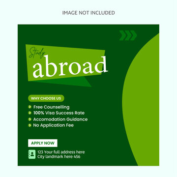 Study Abroad Social Media Posts Banner And Instagram Post Template Design