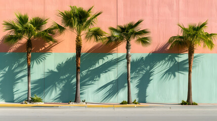 Tropical Palm Trees Against Vibrant Walls