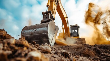 Image of an excavator digging soil.