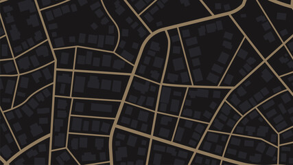 Abstract navigation plan of the urban area depicted and highlighted roads. Concept of planning and mapping a travel route using a general city map. Flat vector illustration
