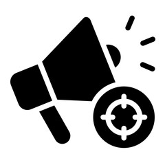 Targeted advertising, linear icon, megaphone and target.