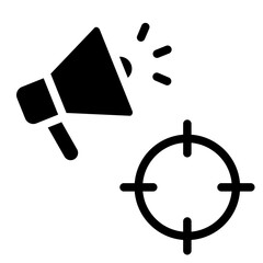 Targeted advertising, linear icon, megaphone and target.