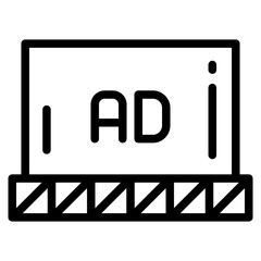 Billboard vector icon. Advertising display road board vector symbol. Unipole signboard banner sign. Street ad poster billboard vector icon