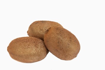 Closeup of Kiwi Fruit or Chinese Gooseberry Isolated on White Background with Copy Space in Horizontal Orientation