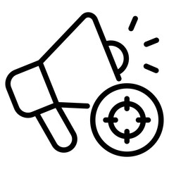 Targeted advertising, linear icon, megaphone and target.