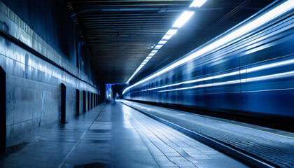 Long exposure photo of subway station.