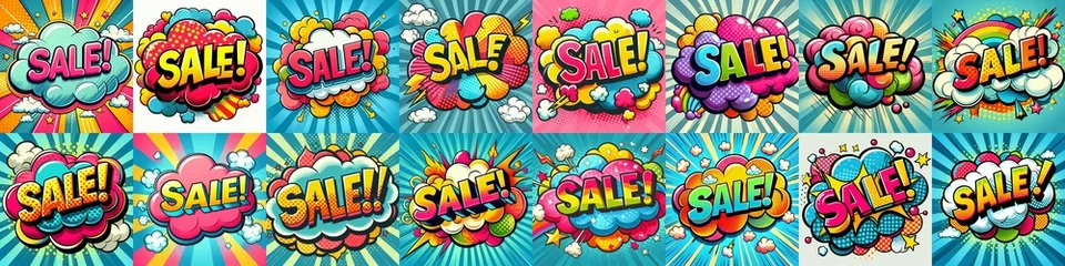 Tragetasche Sale! on a cloud in bright colors, pop-art style. AI generated illustration © vector_master