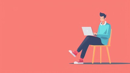 Man open social media with laptop