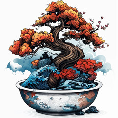 Bonsai illustration isolated on white background