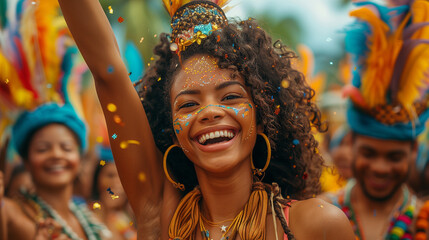 Vibrant Carnival Celebration: Festive Revelry in Full Swing - obrazy, fototapety, plakaty