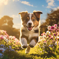 Puppy dog running happy