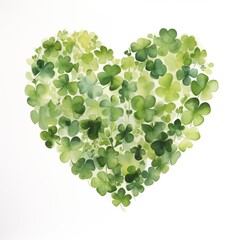 St. Patrick’s Day Love Heart Shamrocks Watercolor Illustration
