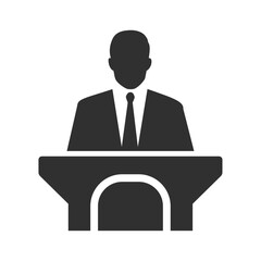 Business conference speaker black icon vector illustration