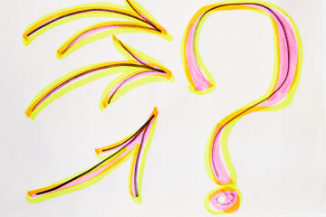 Hand-drawn question mark, boldly marked in black on a white sheet of paper, symbolizing the concept of questioning, uncertainty, and the search for information