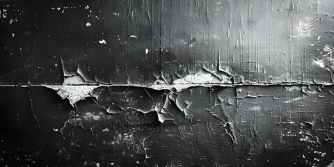 Distressed black wall with white dust scratches and cracked texture details. Concept Distressed Wall, Black Paint, White Scratches, Cracked Texture - obrazy, fototapety, plakaty