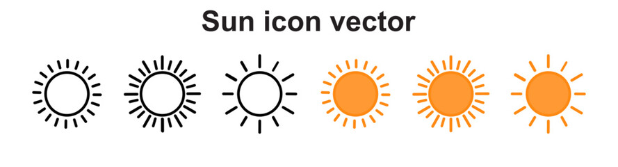 line Sun Icon for Brightness, Intensity Setting icon Vector