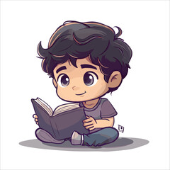 cartoon boy reading a book, cartoon characters vector image