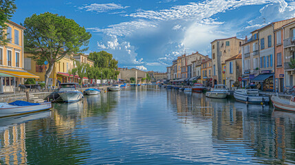 The Canal du Rhone a Sete a canal in southern France - obrazy, fototapety, plakaty