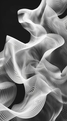 A captivating display of wavy lines in various thicknesses and patterns, flowing gracefully across the frame with a mesmerizing rhythm and harmony. Generative AI