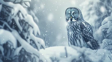 Poster The great grey owl or great gray is a very large bird © Fauzia