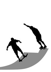 Silhouette athletes of skates on white background   - 752175319
