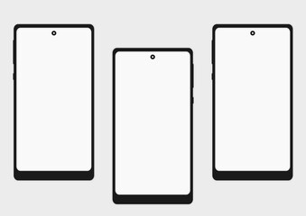 set of smartphones with blank screen