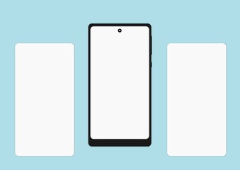 smartphone with blank screens on blue background