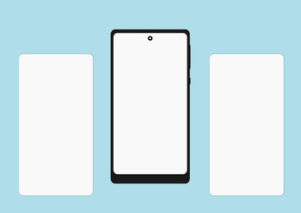 smartphone with blank screens on blue background