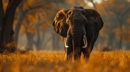 Fotobehang elephant in the savannah © nataliya_ua