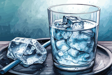 Portion of chilled sparkling water vector art illustration. Generative AI