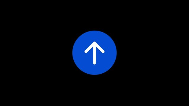 Up arrow pointing circle fade Animation with transparent background 