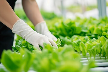 Hydroponic Harvest: Young Farmer in Action