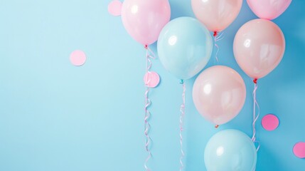 Pink and blue baby reveal Birthday party card. Gender reveal Balloons and confetti invitation for Baby Shower