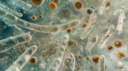 bacteria on white background - obrazy, fototapety, plakaty