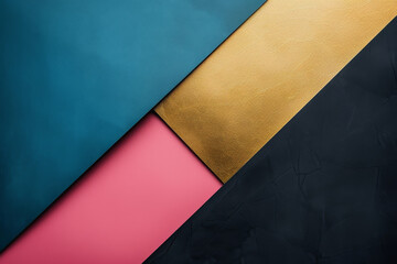 Minimalist outline of a webzine, pink, electric blue, gold, black, and dark background.
