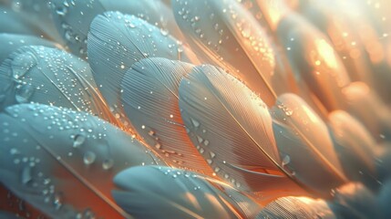 Feathers With Water Droplets